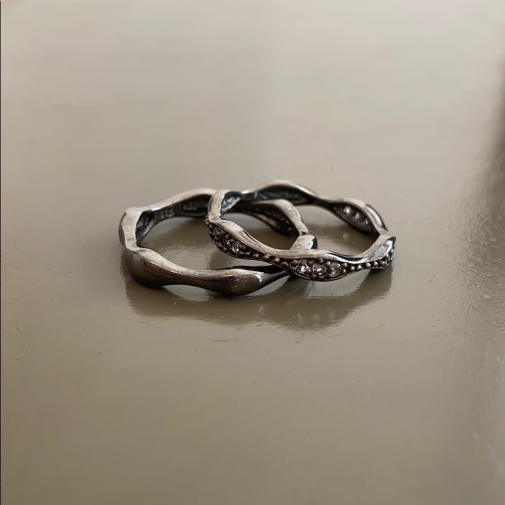 Delicate Gunmetal stack rings NWT - Size 8